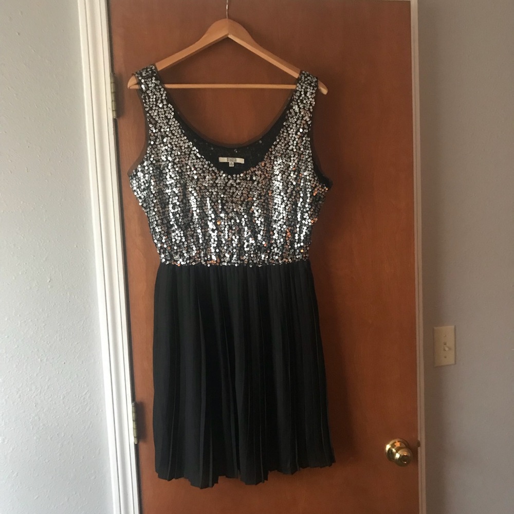 Silver Sequin & Black Cocktail Dress